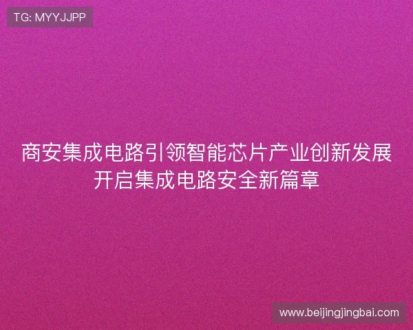 商安集成电路引领智能芯片产业创新发展开启集成电路安全新篇章